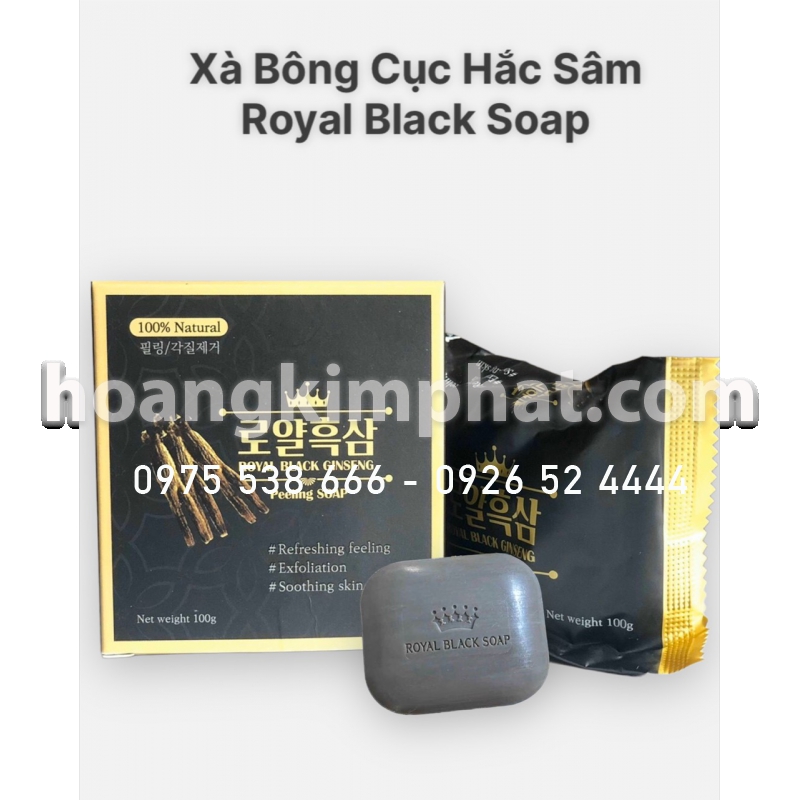 Xà Bông Cục Gội Giảm Gàu, Trắng Da Hắc Sâm Royal Black Ginseng Soap Hộp 100g