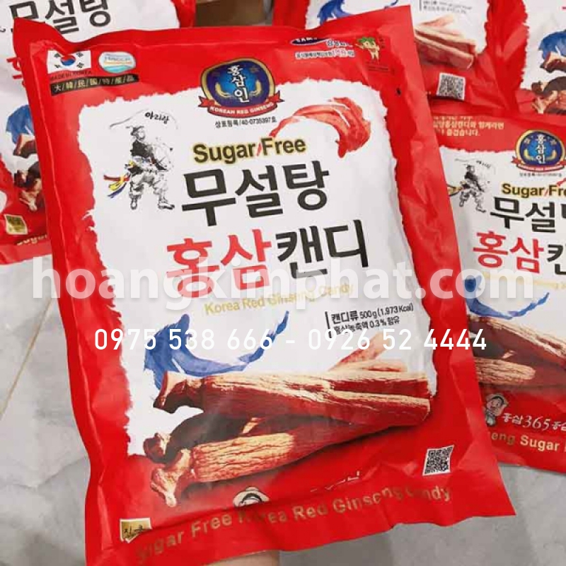 Kẹo Sâm - Kẹo Hồng Sâm Không Đường 365 Hàn Quốc Túi 500G Màu Đỏ Rất Tốt Sức Khỏe