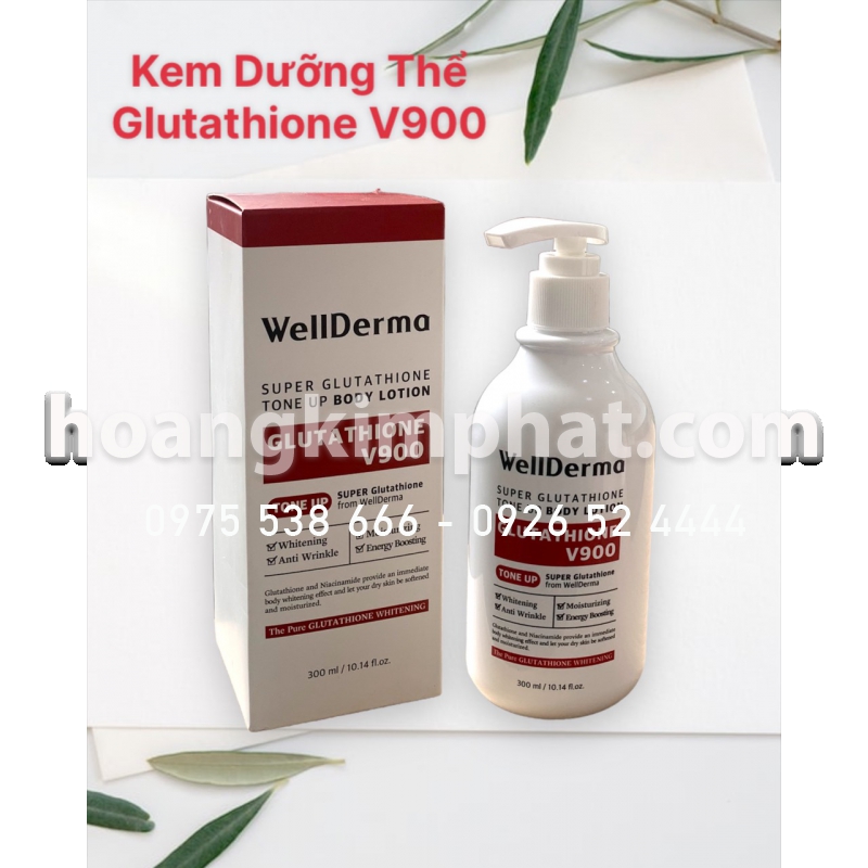 Dưỡng Thể Trắng Da Wellderma Super Glutathione V900 Chai 300ml